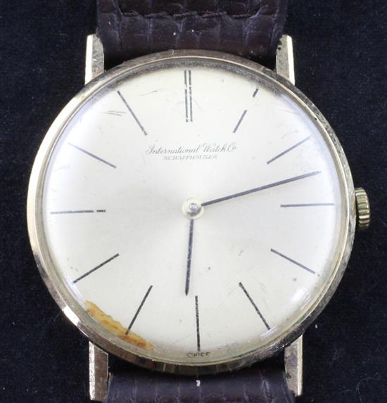 A gentlemans 1970s 9ct gold IWC manual wind wrist watch,